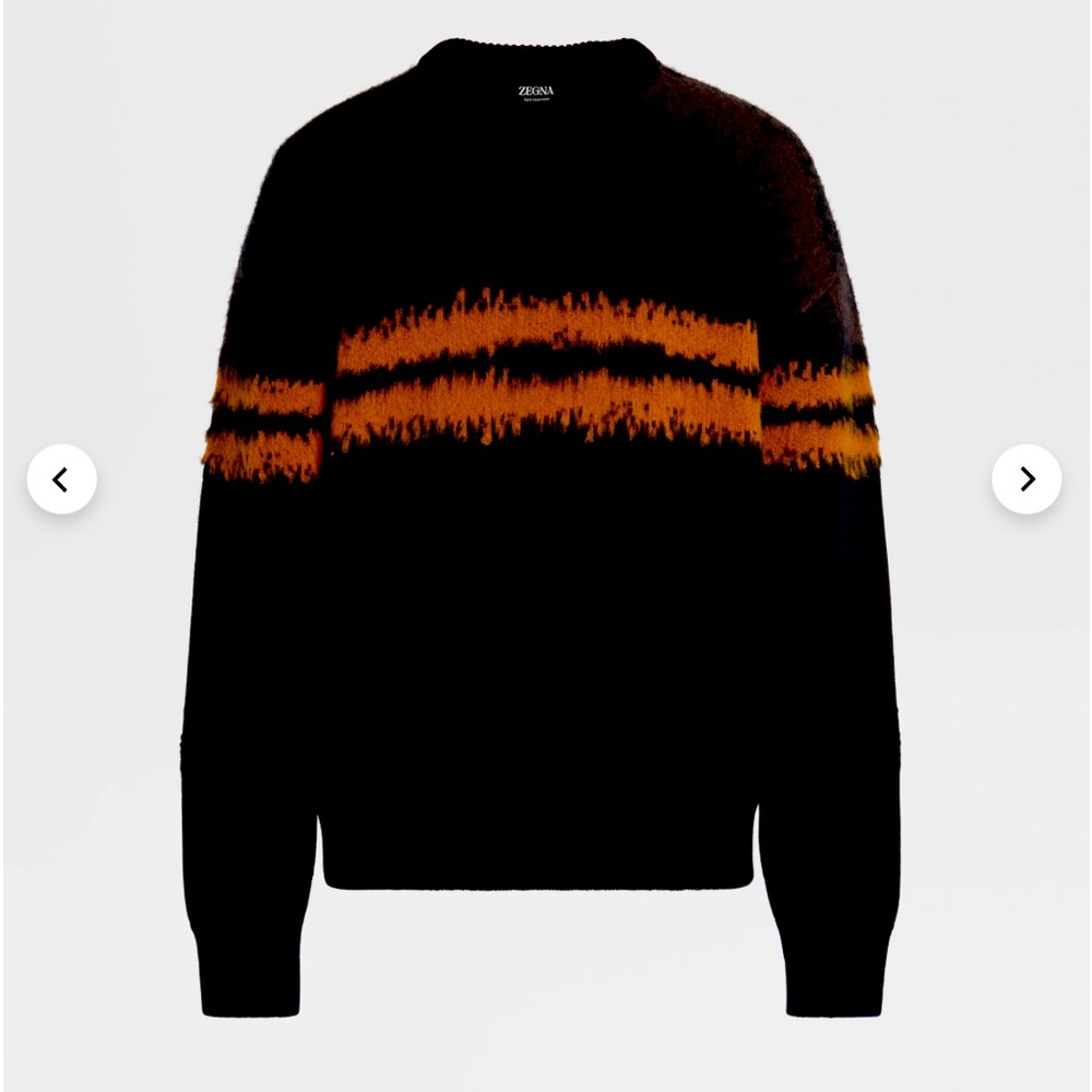 Zegna-BLACK AND VICUNA COLOR OASI CASHMERE CREWNECK